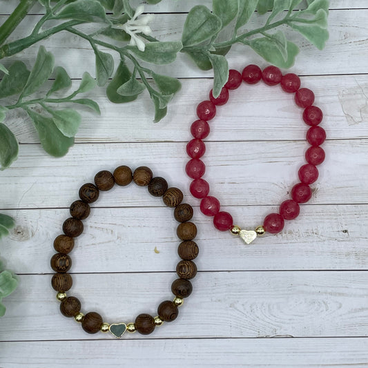 Strawberry Jasper Heart Bracelet