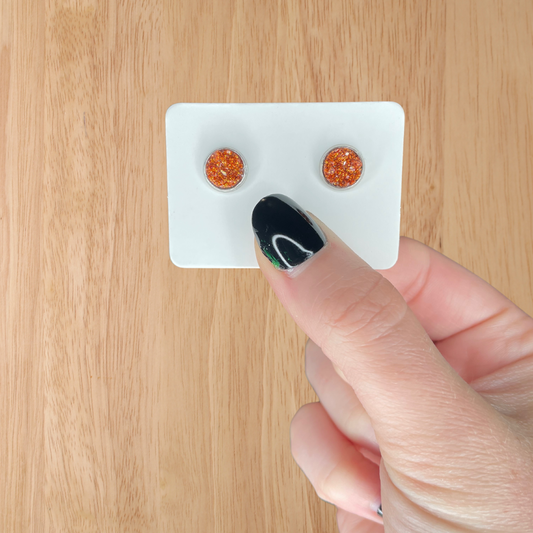 Copper Glitter Druzy Studs